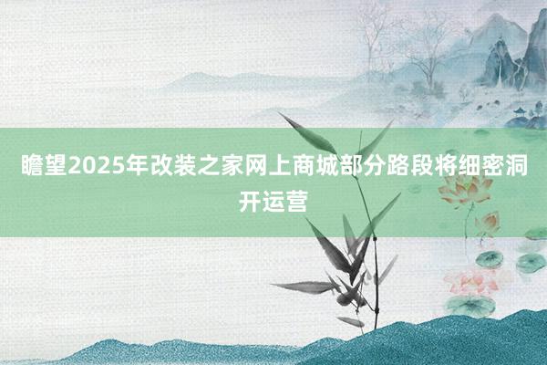 瞻望2025年改装之家网上商城部分路段将细密洞开运营